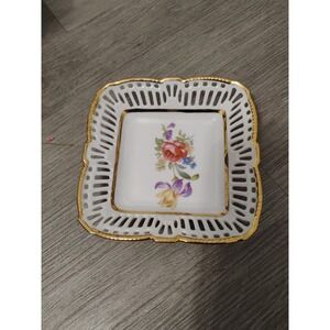 Vintage Schwarzenhammer Bavaria reticulated square porcelain dish Germany